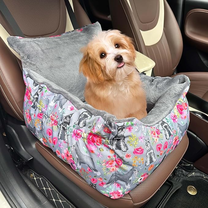 Dog Car Seats for Small Medium Sized Dogs Carseat for Car Funny Fuzzy Pet Dog Booster Car Seat Puppy Under 31 Lbs with Soft Plush Cushion&Washable Removable Cover