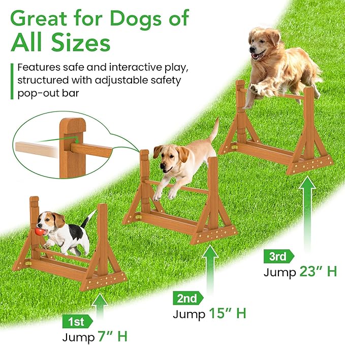 SuniBoxi Dog Agility Set, Wooden Dog Agility Jumps & Dog Hurdles,Dog Agility Equipment, Dog Agility Course,Dog Agility Course Backyard Set,Obstacle Course for Dogs,Dog Hurdles Training Equipment