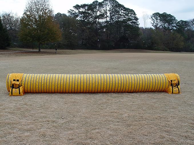 20' Heavy Duty Dog Agility Tunnel with 2 Sets of Tiedown System, Competition & Training, Multiple Colors, 2 Lengths (Yellow)