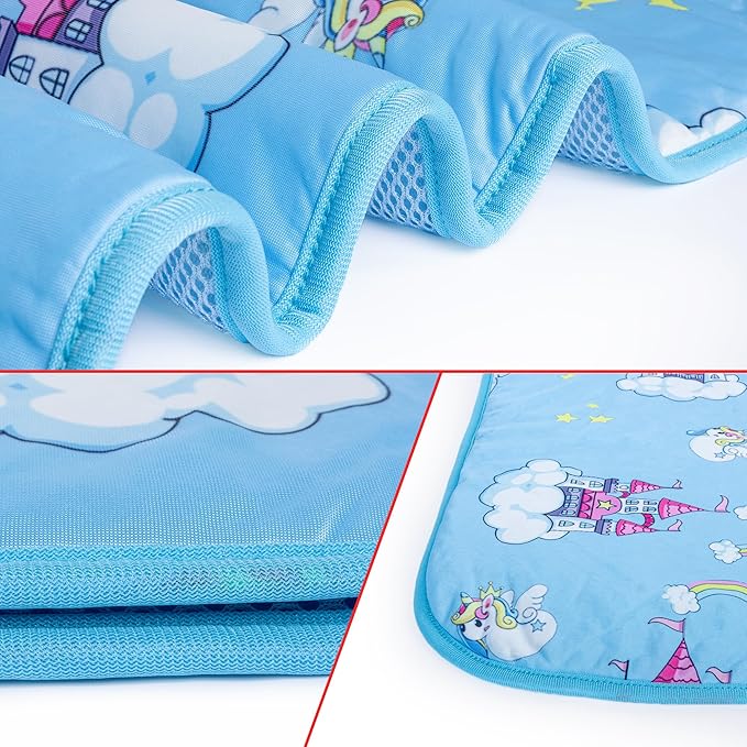 NACOCO Summer Pet Cooling Mat - Cat Dog Cushion Pad Sleeping Cool Castle Comfortable Soft for Pets Kids and Adults (Blue Castle, L)