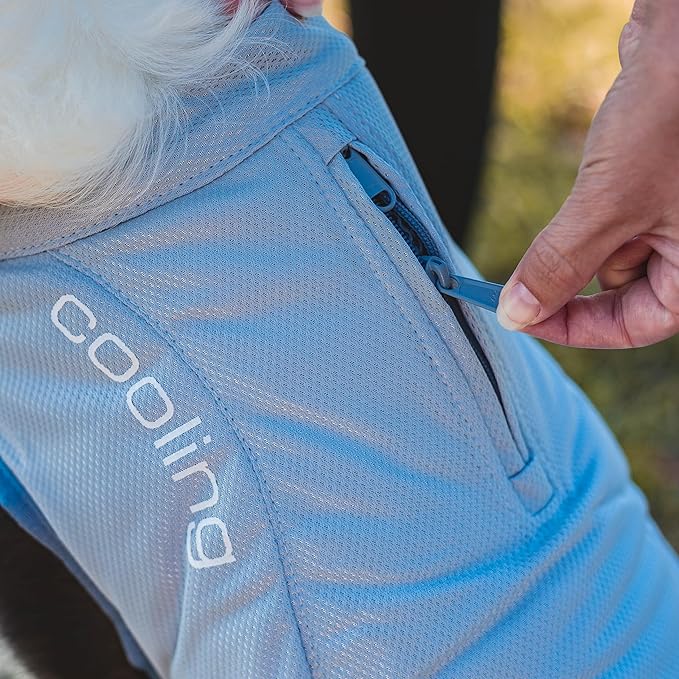 Kurgo Dog Core Cooling Vest - Summer Cooling Jacket - Evaporative Cooling Coat - Harness-Compatible - Reflective Accents - Grey - Large