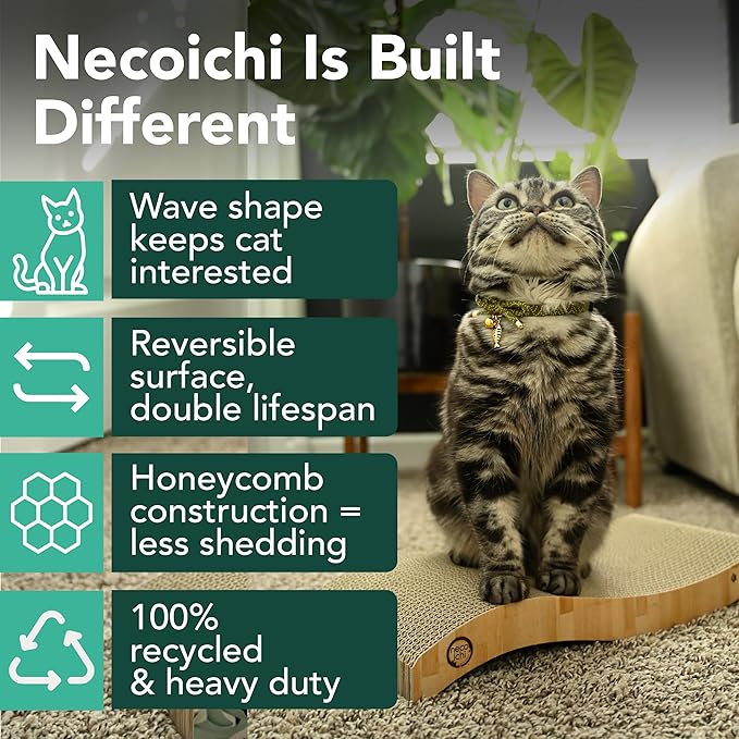 Reversible Wave Cat Scratcher for Indoor Cats - Cat Scratching Board, Horizontal Cat Scratch Pad Lounger with Reversible Usability and Extra Comfort for Lounge(1Pack, Oak)