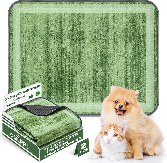 Washable Pee Pads for Dogs and Cats, 2 Pack Absorbent Thick Reusable Training Dog Pet Puppy Pads, Waterproof & Non-Slip Whelping Pads for Potty Training, Whelping, Playpen, Crate, Prevents Leakage