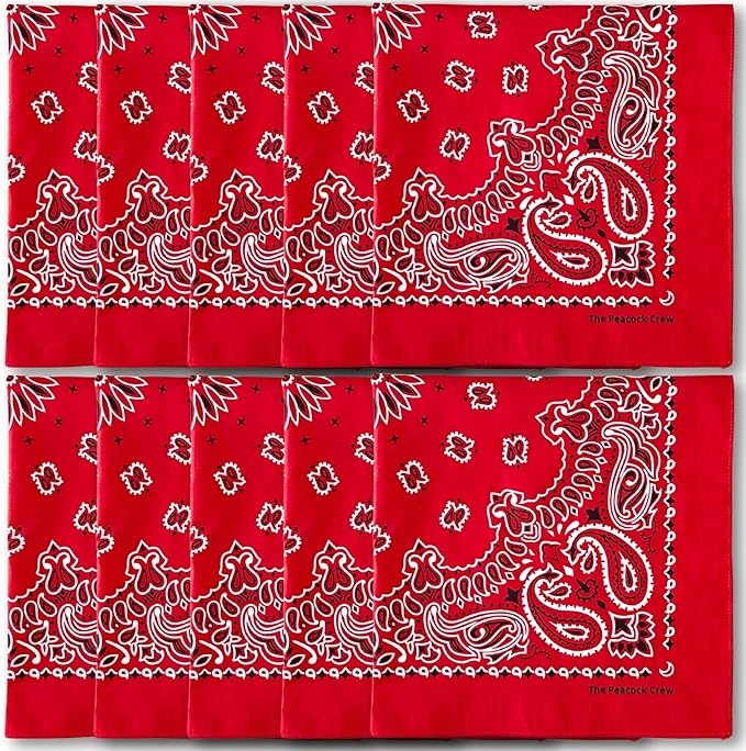 The Peacock Crew Premium Soft Cotton Bandanas Pack for Men and Women Paisley 22 x 22 inches