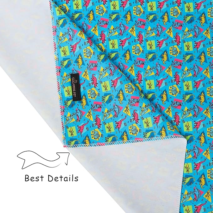 ARING PET Boy Dog Bandanas, Cute Blue Dinosaur Summer Pet Bandana Scarf Triangle Bib for Small Medium Large Male Dogs Cats, Puppy Kerchief for Daily Wear Outdoor Walks Travel Photoshoots-L
