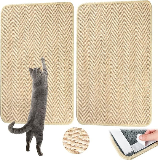 Graciadeco Cat Scratcher Mat 23.6" x 15.7" Sisal Rope 2 Packs Cat Scratch Furniture Protector with Velcro & Catnip
