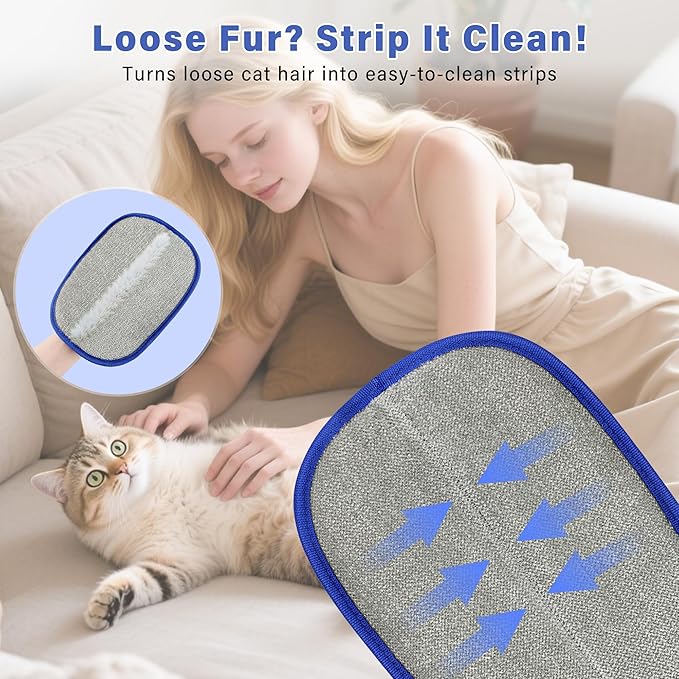 Mosty Pet Hair Removal Glove 2PCS | Double-Sided Magic Hair Remover Cleaning Mitt for Furniture, Carpet, Clothing & Car Seats - Reusable Fur Removal Tool & Gentle Grooming Glove for Dogs & Cats