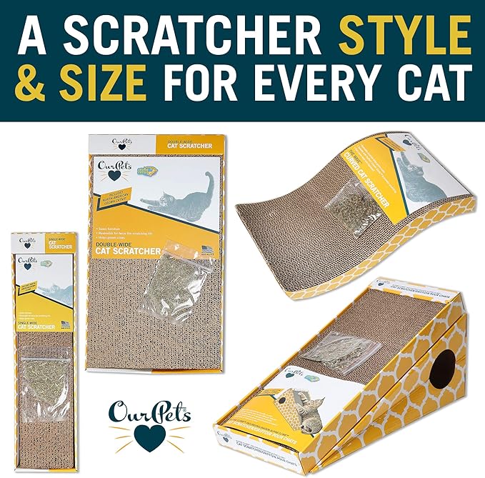 Our Pets Cosmic Cat Scratcher, North-American Grown Catnip Included, Reversible for Twice the Use, 18.13" x 10.13" x 1.25"