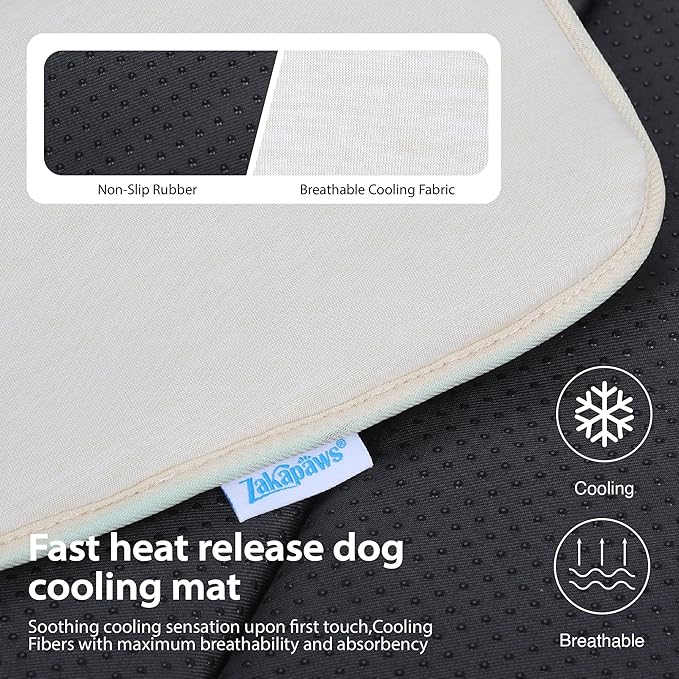 Dog Cooling Mat for Small Dogs - 24x18 Orthopedic Memory Foam Pet Pad for Summer, QMAX>0.5, Washable Premium Comfort Crate Pad for Your Furry Companion, Dark Beige