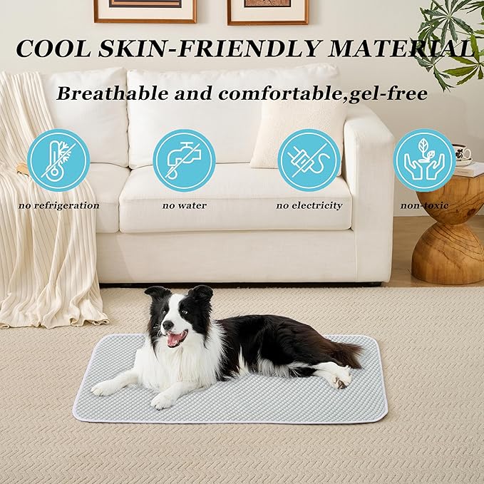 MICROCOSMOS Sleeping Pad & Pet Cooling Mat- Breathable Bubble Surface, EZ Clean. Keep Cooling for Pets, Kids and Adults in Summer.(GreyWhite, 48" x 24")