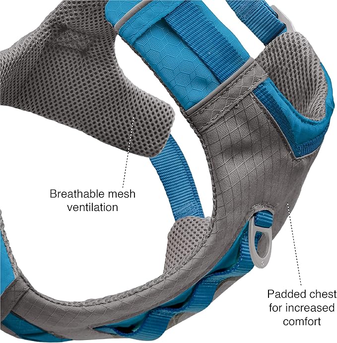 Kurgo Journey Air Dog Harness - Secure Fit for Active Dogs - Padded Chest - Lightweight Ripstop Fabric - Breathable Mesh - Reflective Trim - Back Assist Handle - Orange - Small