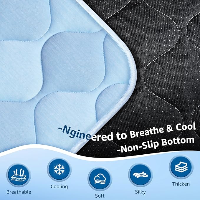 Cooling Mat for Dogs Extra Large 43" x 31", Q-Max>0.5 Cooling Pet Bed Outdoor & Indoor Use w Ice Silk Fabric & Waterproof Cover, Summer Cool Pad for Dog, Non-Slip Washable Pet Blanket for Crate Kennel