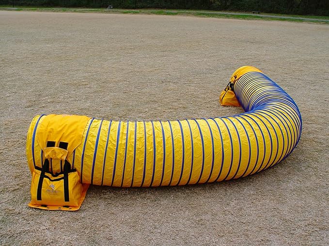 20' Heavy Duty Dog Agility Tunnel with 2 Sets of Tiedown System, Competition & Training, Multiple Colors, 2 Lengths (Yellow)