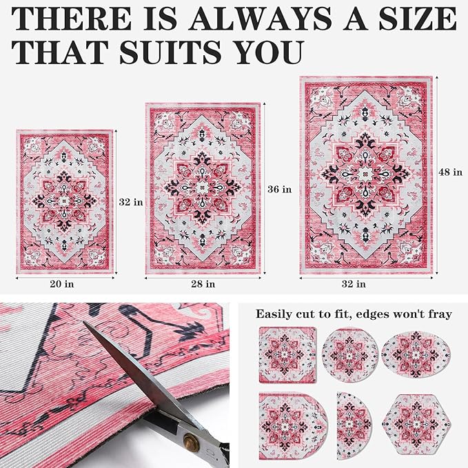 EXPAWLORER Cat Litter Mat, 28”x36” Medium Non-Slip Urine Waterproof Litter Trapping Mat Easy to Clean Washable Litter Box Mat for Floor Soft on Kitty Paws, Indoor Food Mats Rug Pads for Bathroom Pink