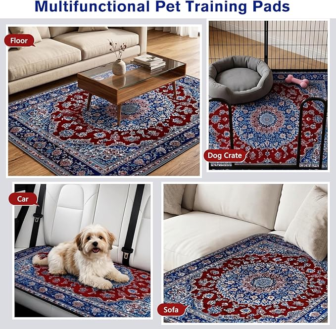 Washable Pee Pads for Dogs and Cats, 2 Pack Absorbent Thick Reusable Training Dog Pet Puppy Pads, Waterproof & Non-Slip Whelping Pads for Potty Training, Whelping, Playpen, Crate, Prevents Leakage