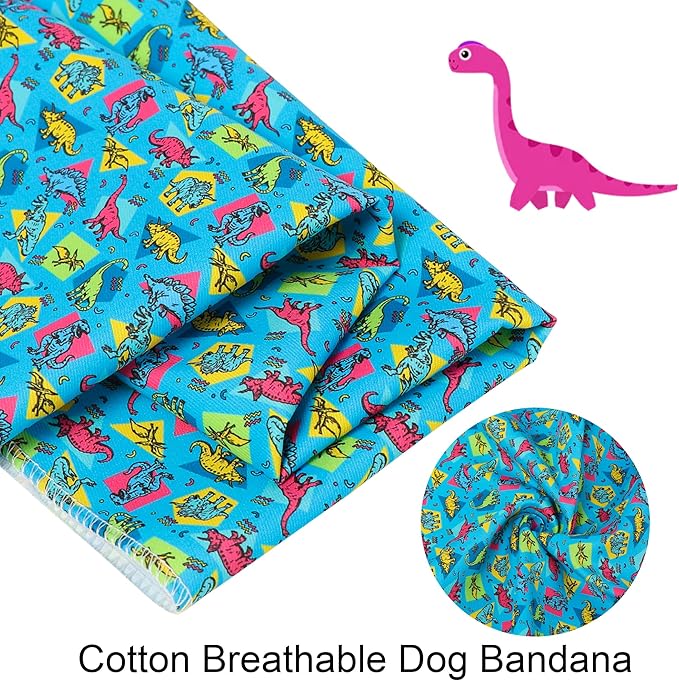 ARING PET Boy Dog Bandanas, Cute Blue Dinosaur Summer Pet Bandana Scarf Triangle Bib for Small Medium Large Male Dogs Cats, Puppy Kerchief for Daily Wear Outdoor Walks Travel Photoshoots-S