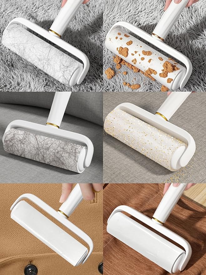 9.5inch - Washable Lint Roller Reusable Remover - Strong Adhesion, Dust - Proof Cover, Hanging Hole - Silicone Material for Clothes, Sofa, Carpet - Pet Hair Remover & Dust,White&Green (Green)