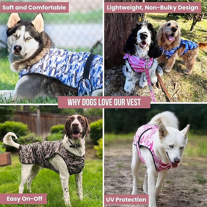 Dog Cooling Vest - 2-Layer Lightweight Performance - UPF50+ Full Coverage & Adjustable Fit for Small to Large Dogs (Green, X-Large)