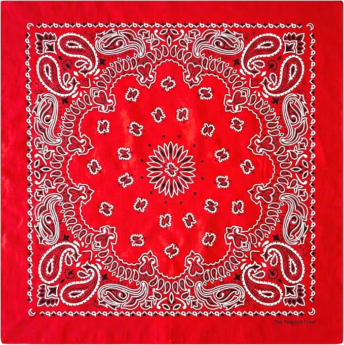 The Peacock Crew Premium Soft Cotton Bandanas Pack for Men and Women Paisley 22 x 22 inches