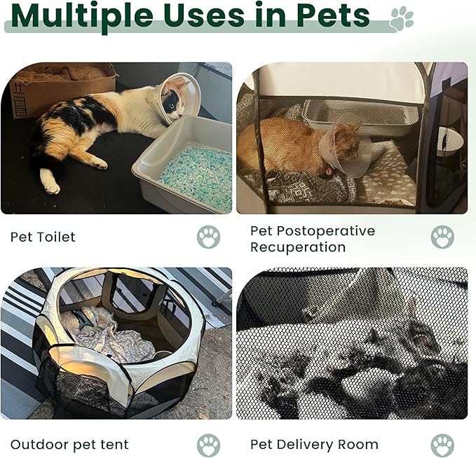 Love's cabin Pet Puppy Dog Playpen, Large Dog Tent Crates Cage Indoor/Outdoor, Portable Playpen for Cat, Foldable Pop Up Dog Kennel Playpen with Carring Case, Removable Zipper Top, Khaki