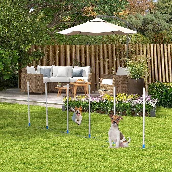 Agility Weaves Poles, Adjustable Dog Agility Kit Training Course Equipment for Puppy with Storage Bag