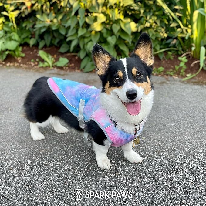 Spark Paws Dog Cooling Vest - SPF 50 UV Sun Protection - Summer Heat Relief Gear for Dogs, Lightweight, Evaporative Cooling - Dog Anxiety Relief Vest During Hot Days - Snowcone, 2XL