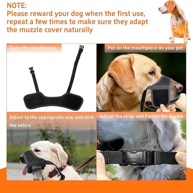 Seyezo Soft Breathable Dog Muzzle - Air Mesh Nylon, Adjustable, 6 Sizes (Black, XL)
