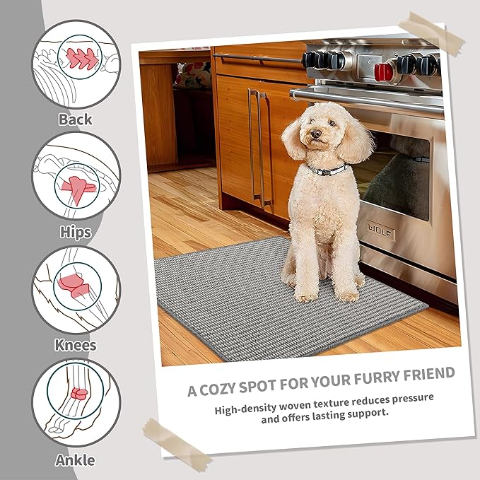 Brakki Bullnose Carpet Stair Treads, Non Slip Landing Mat for Wooden Steps Indoor, Soft Stair Rugs for Pets, Indoor Doormat for Kitchen Bathroom, Washable, 30"x30" 1pc, Grey and Cream