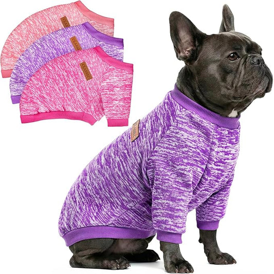 3 Pack Dog Sweaters for Small Dogs Girl Boy Winter Fleece Clothes Warm Soft Dog Sweatshirt Outfit for Dogs Cats Pet Apparel