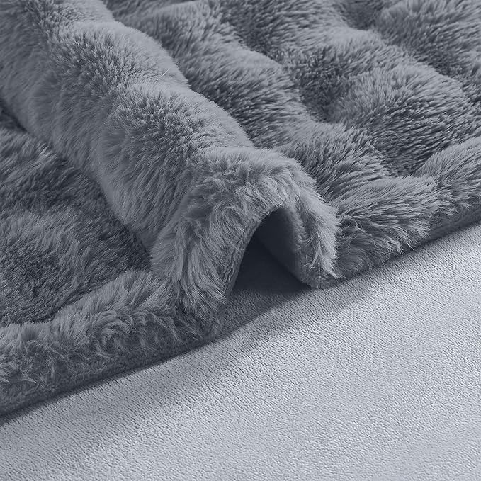 Modern Threads Water-Resistant Faux Rabbit Fur Pet Blanket for Dogs & Cats – Ultra-Soft Couch, Bed & Crate Protector, 30x40 Dark Grey