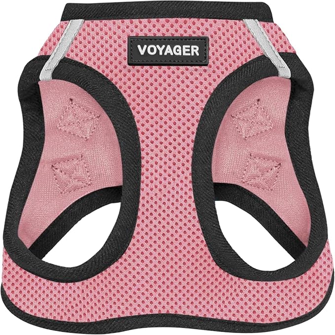 Best Pet Supplies - All Weather Mesh / Plush, Reflective, No Pull Harness for Small, Medium Dogs, Cats - Secure with Hook & Loop Fastener, Buckle, Double D-Rings - Pink/Black Trim, XS