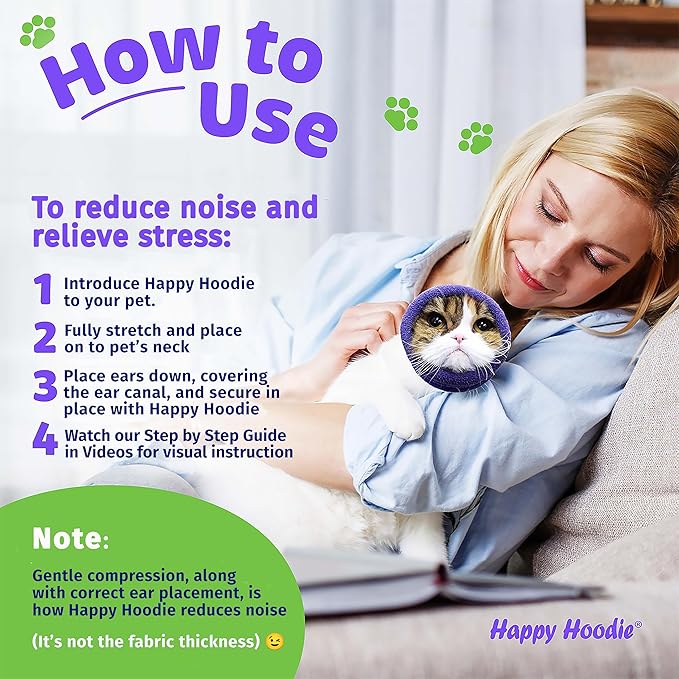 Happy Hoodie The Original Dog & Cat Calming Band - American Brand - Anxiety Relief/Noise Protection-Grooming-Thunder-Fireworks (X-Large, Black) - Since 2008