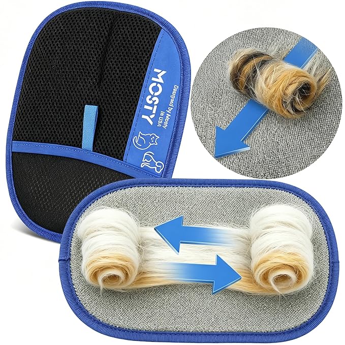 MOSTY Pet Hair Removal Glove | Reusable Cat & Dog Furaway Magic Glove for Sofa, Furniture, Couch, Carpet, Laundry, Car Seat | Double Sided Pet Deshedding Glove | Quick Cleaning Fur Remover Tool 1PCS