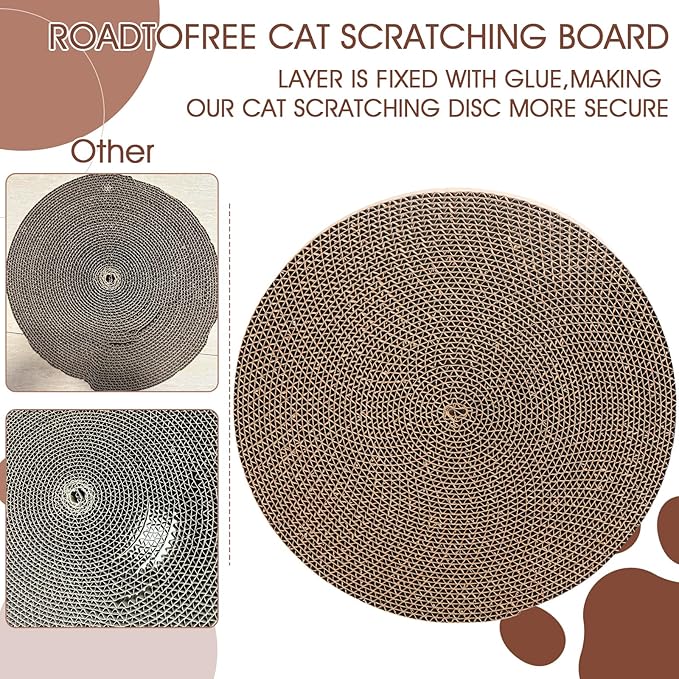 Round Cat Scratcher Refill 10 inch Diameter 7/8 Inch Thickness Circle Cardboard Cat Scratcher Replacement Pads Cat Scratching Boardcat Scratcher Pad for Indoor，4 PCS