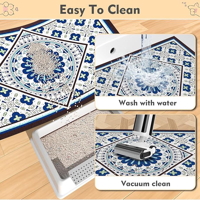Jumbo Cat Litter Mat Catcher 35"x24" | Ultra-Absorbent Litter Box Rug with PVC Mesh | Non-Slip Cat Rug for litter box, Washable Kitty Litter Mat For Indoor,Garden
