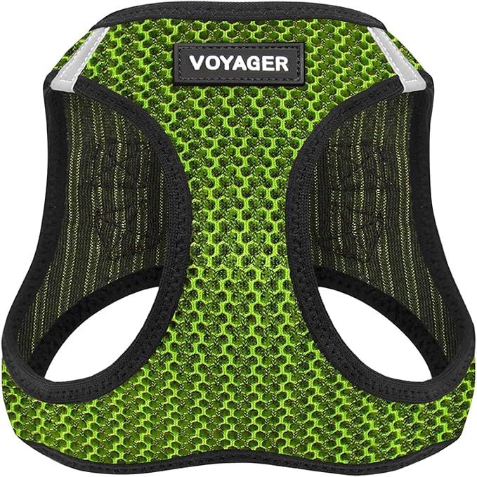 Best Pet Supplies - All Weather Mesh/Plush, Reflective, No Pull Harness for Small, Medium Dogs, Cats - Secure with Hook & Loop Fastener, Buckle, Double D-Rings - Lime Green 2-Tone, XS