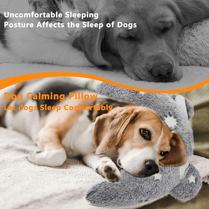 Pet Calming Pillow for Dogs, Soft U-Shaped Pillow Glow in the Dark, Joint Relief, Sleep Comfortably,Suit for Small, Medium, Large Dogs, Fluffy Pet Neck Pillow (M-Gray)