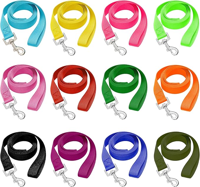 12 Pcs Dog Leashes for Small Medium Large Dogs, 6FT Lead Short Dog Leash with Swivel Hook for Walking, Training, Hiking, Rescues, Grooming, Shelter, Outdoor