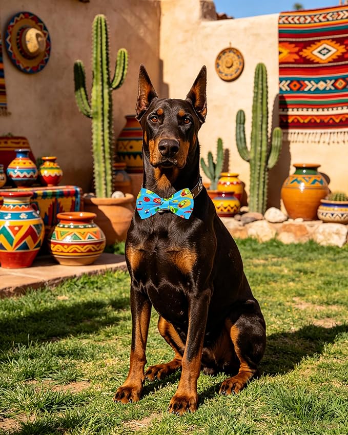 PET SHOW 10 Pack Mexican Big Dog Bow Ties for Large Medium Dogs Sliding Collar Attachments Cinco De Mayo Fiesta Bowties Summer Mexico Bowknots Party Holiday Pet Grooming Accessories(Large)