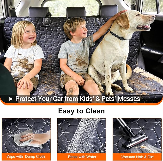 Meginc Dog Car Seat Cover for Back Seat, Waterproof Non-Slip Bench Protector for Dogs, Durable 600D Scratch Proof Seat Cover for Hair, Scratches, Travel and Daily Use in Mid-Size Cars, Mid-Size SUVs