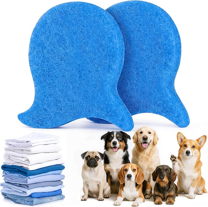 Pet Hair Remover for Laundry,Reusable Dog & Cat Hair Catcher for Washing Machine & Dryer,Effectively Removes Fur,Lint and Dander from Bedding,Clothes(2Pcs Blue)