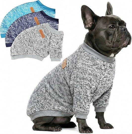 3 Pack Dog Sweaters for Small Dogs Girl Boy Winter Fleece Clothes Warm Soft Dog Sweatshirt Outfit for Dogs Cats Pet Apparel