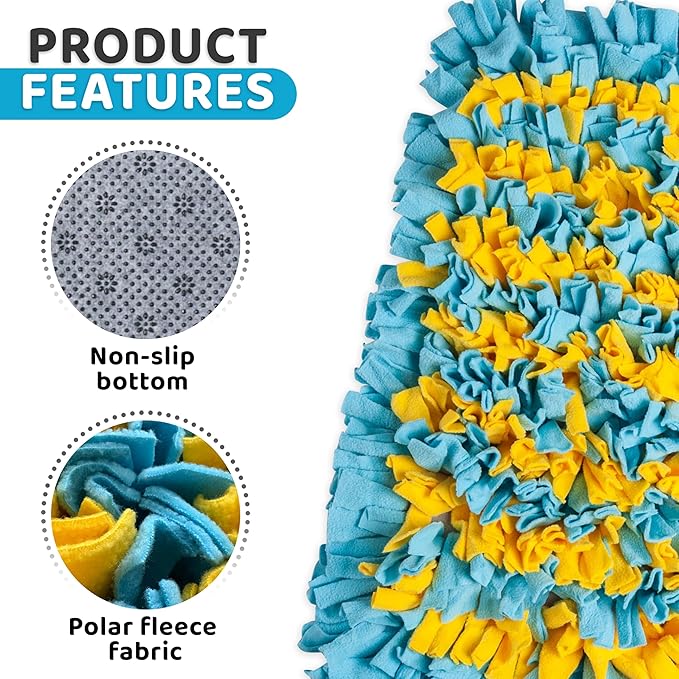 Snuffle Mat for Large Dogs, Slow Feeder Foraging Dog Toy for Stress Relief & Smell Training, Interactive Enrichment to Keep Dogs Busy, for Puppy/Medium/Large Breed, 24x20 Inches