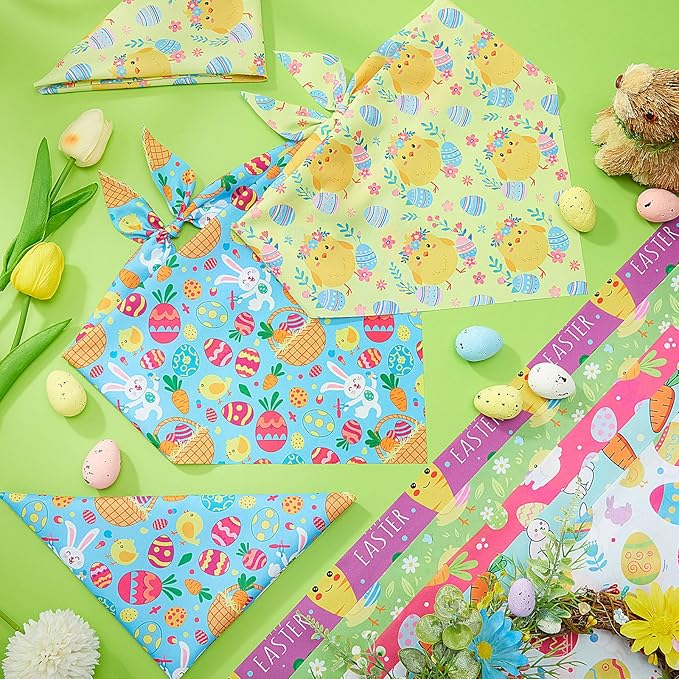 Abbylike 100 Pcs Spring Dog Bandanas Bulk Bunny Egg Carrot Bandanas for Dogs Triangle Kerchief Bibs Scarf Set for Pet Costume Easter Photo Props Accessories Pet Shops, 25 Styles (31.5 x 21.7 x 21.7)