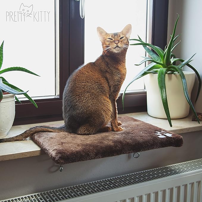 Pretty Kitty Cozy Window Cat Bed - 12.5x16in Washable, Perfect for Window Sill - Kitten & Cat Accessory