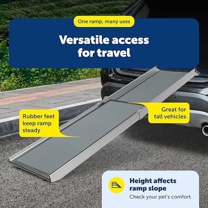 PetSafe Happy Ride Extra Long Telescoping Dog Ramp, Portable Pet Ramp for Cars, Trucks & SUVs with Adjustable Sizing
