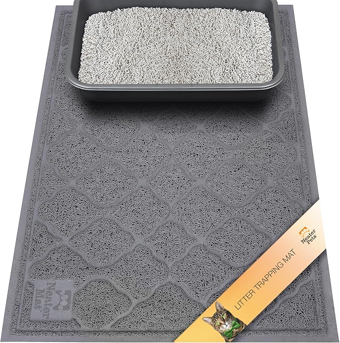 Neater Pets Neater Mat Cat Litter Rug, Thick & Durable Cat Mat for Litter Box, Trapper Pad Catches Mess to Protect Indoor Floors, Soft on Kitty Paws, Anti-Skid Grip Backing, Easy to Clean, Charcoal