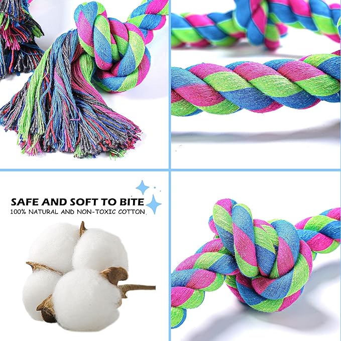 Aitmexcn Dog Rope Toys for Aggressive Chewers, 3 Feet 5 Knots Tough Cotton Rope Chew Toy for Large and Medium Dogs, Tug of War Toy for Boredom and Teeth Cleaning