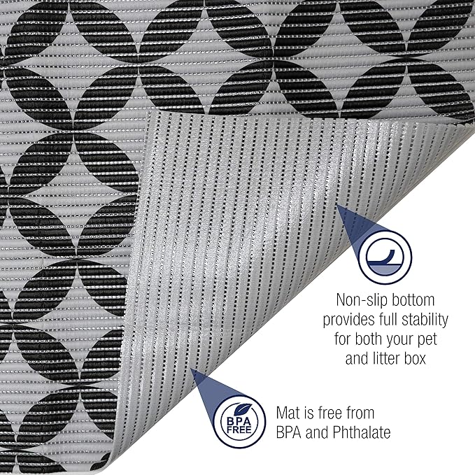 Fresh Kitty Durable XL Jumbo Foam Litter Box Mat – BPA and Phthalate Free, Water Resistant, Traps Litter from Box, Scatter Control, Easy Clean Mats – Gray Pattern 40”x 25” (9052)