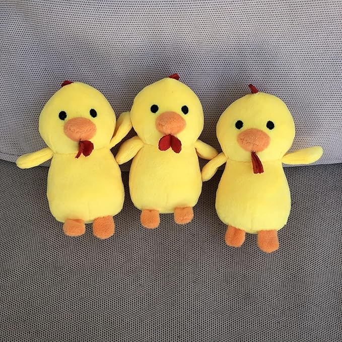 Glow Pups Chicken Dog Toys with Squeaker, Promotes Mental Stimulation, Soft Plush Dog Toy Material, 3" X 2", Cute Design, Relieves Boredom, 3 Pack of Replacement Chickens
